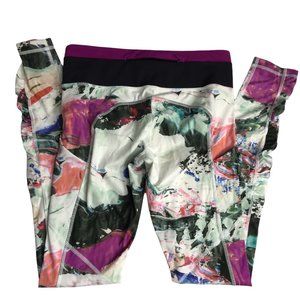 Lululemon Yoga Leggings Unicorn Tears Print Size Women's 6.  Black White Floral.